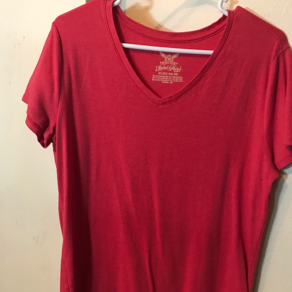Faded Glory Red Fitted Short Sleeve Tee